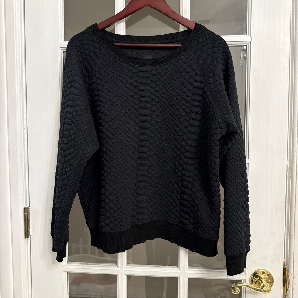 MOTHER Women's Black Textured The Square Sweater Size L